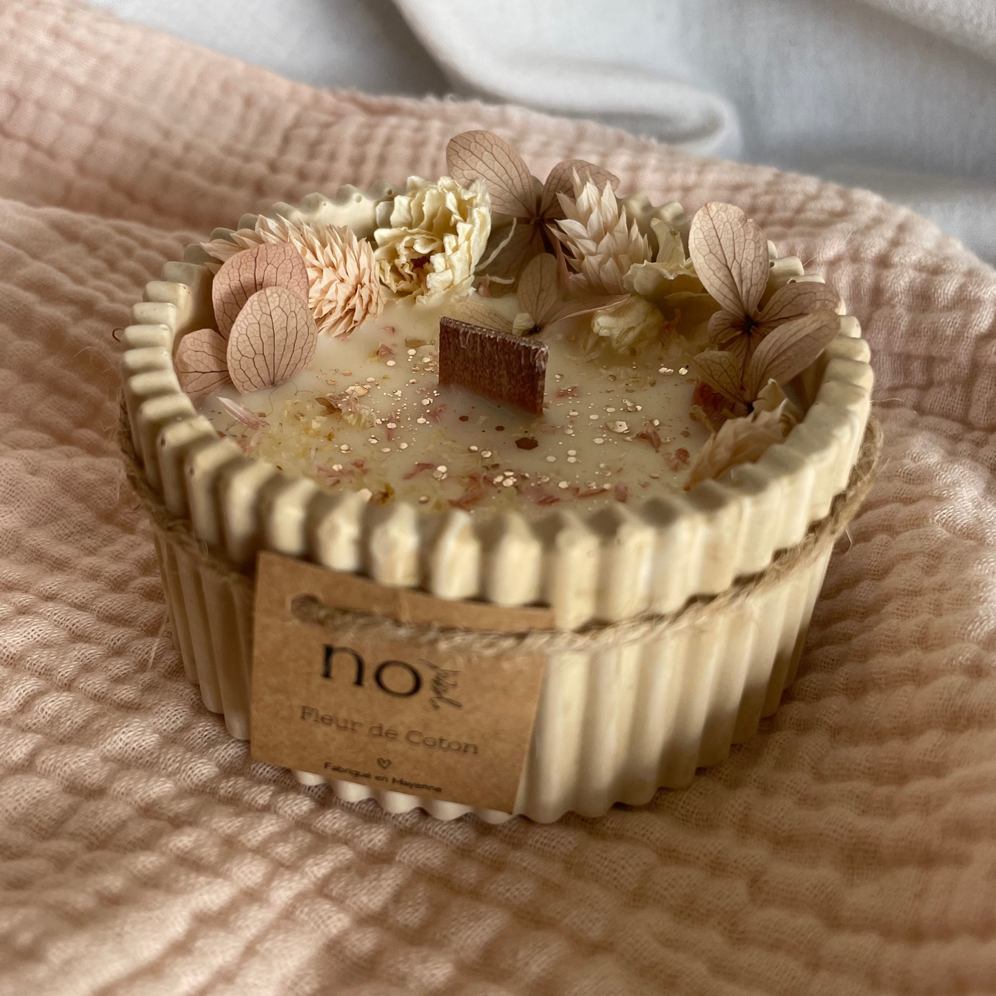 Bougie ronde "Fleur de Coton"
