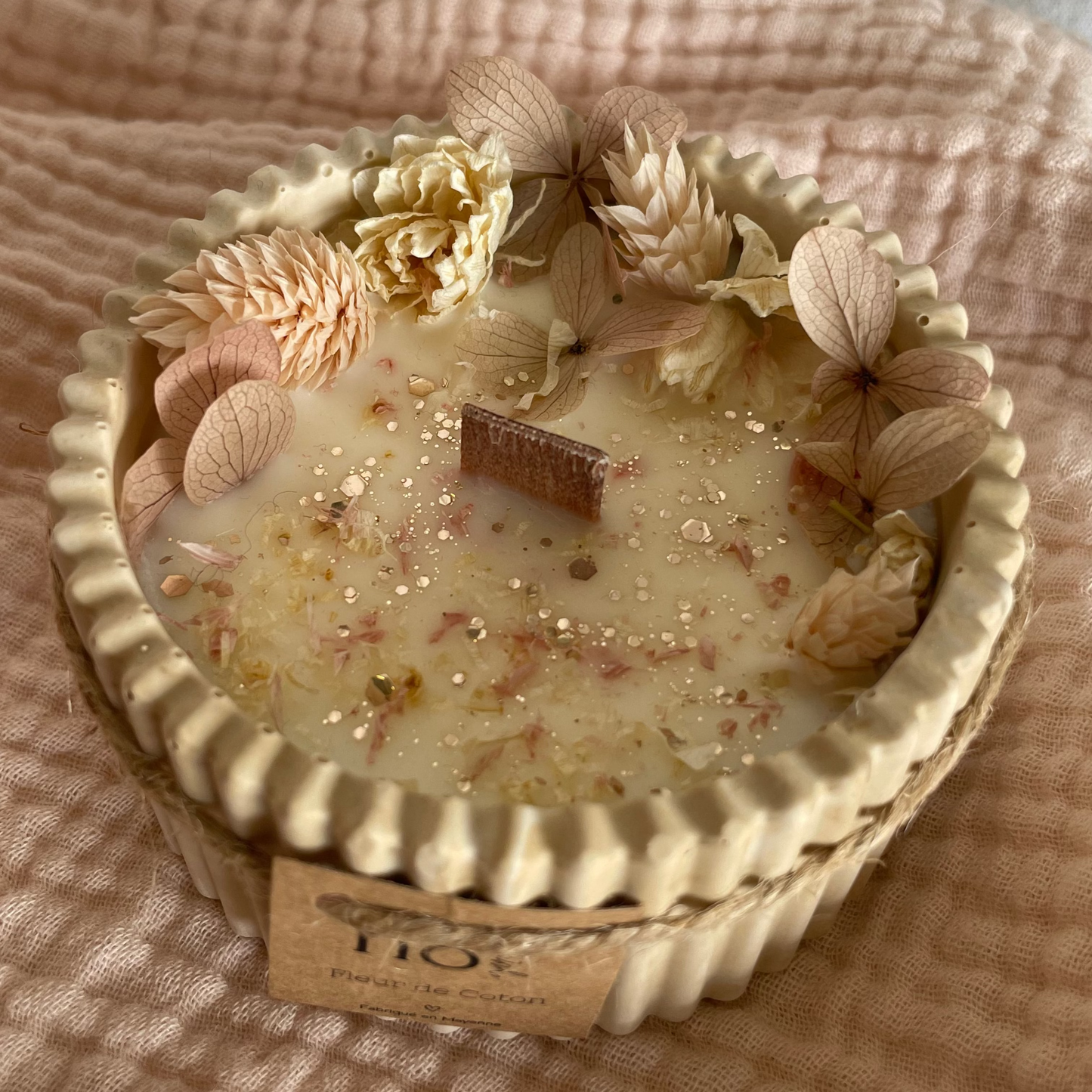 Bougie ronde "Fleur de Coton"